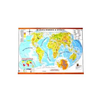 Harta de perete a lumii. Harta Fizica + Harta Politica
