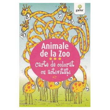 Animale de la Zoo - Carte de colorat cu activitati 3 ani+