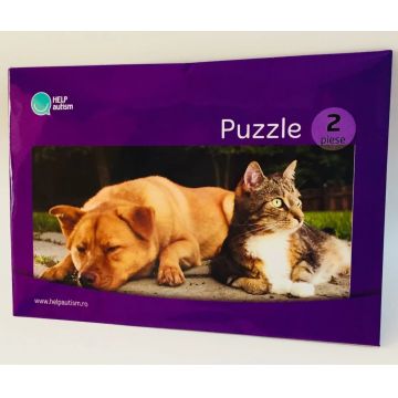 Puzzle 2 Piese – Câine și Pisica