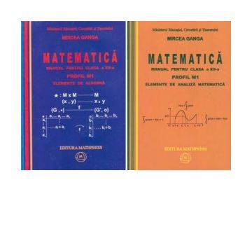 Matematica. Manual pentru clasa a XII-a, Profil M1. Volumul 1 - Elemente de algebra; Volumul 2 - Elemente de analiza matematica
