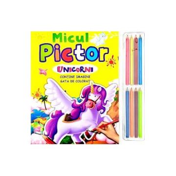 Micul pictor: Unicorni. 8 creioane colorate