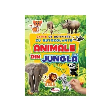 Carte de activitati cu autocolante - animale din jungla