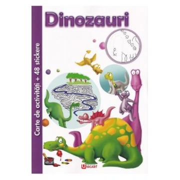 Carte de activitati cu 48 stickere: Dinozauri
