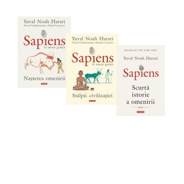 Pachet Sapiens (3 volume): 1. Scurta istorie a omenirii; 2. O istorie grafica - Nasterea omenirii; 3. O istorie grafica - Stalpii civilizatiei