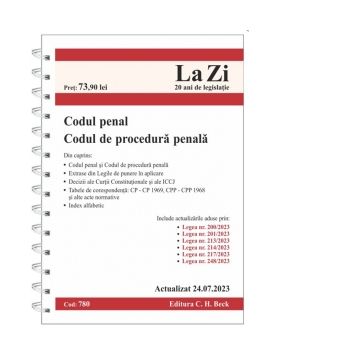 Codul penal si Codul de procedura penala. Cod 780. Actualizat la 24.07.2023
