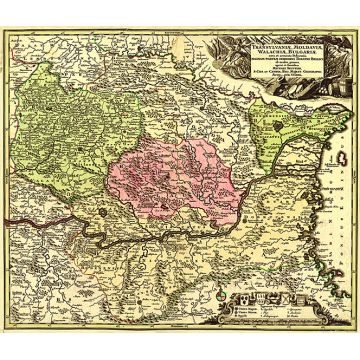 Harta Transilvania, Moldova si Valahia 1730 |