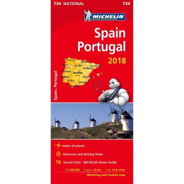 Spain & Portugal 2018 National Map 734 |