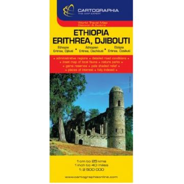 Harta rutiera Ethiopia, Erithrea, Djibouti |