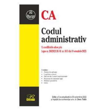 Codul administrativ Ed.5 Act. 30 Octombrie 2022