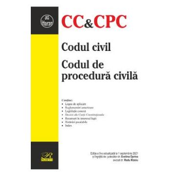 Codul civil. Codul de procedura civila Ed.9 Act. 1 septembrie 2021