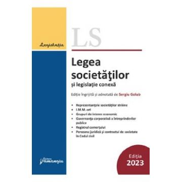 Legea societatilor si legislatie conexa Act. 10 septembrie 2023 - Sergiu Golub