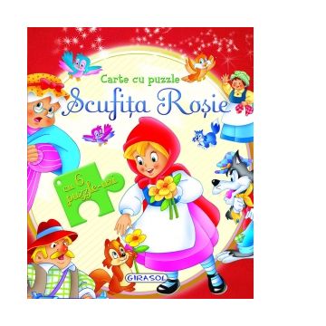 Carte cu puzzle Scufita Rosie (cu 6 puzzle-uri)
