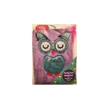 Fluffy Owl Notebook with Feather Pen