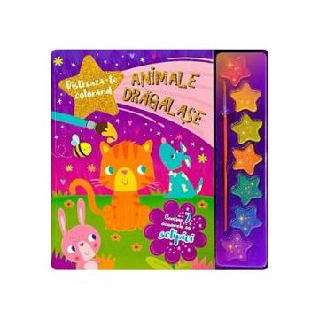 Animale dragalase - Carte de colorat cu tempera si sclipici