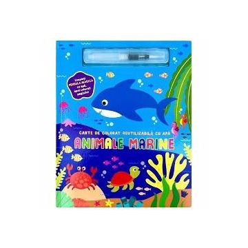 Animale marine - Carte de colorat reutilizabila cu apa