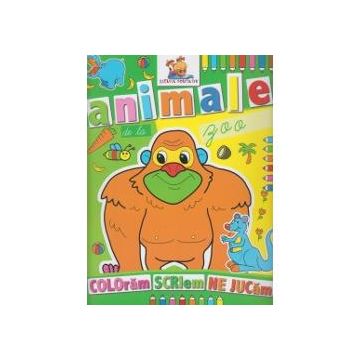 Animale de la Zoo, carte de colorat
