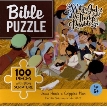 Bible puzzle - 100 pieces with Bible Scripture - Jesus Heals a Crippled Man (6+)