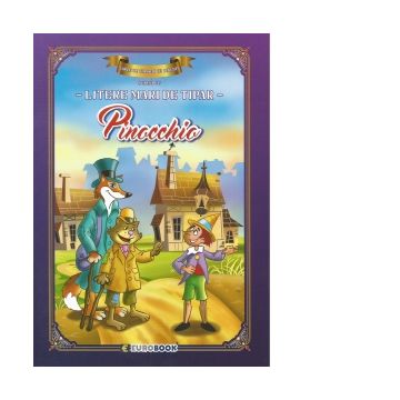 Pinocchio. Carte de colorat cu povesti, scrisa cu litere mari de tipar