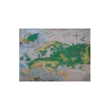 Harta fizica a Europei + Harta politica a Europei 1:20.000.000/1:22.000.000